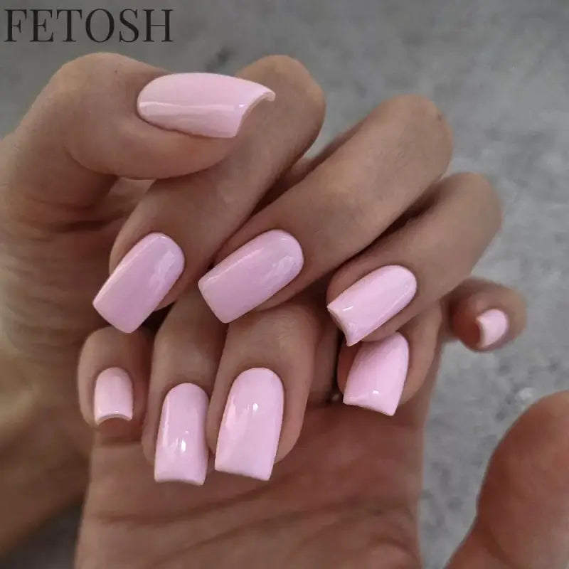24Ps/Lot Artificial Acrylic Short Fake Nails Solid Color Simple Korean Full Press on Nail Tips Removable Wearing False Nails Art