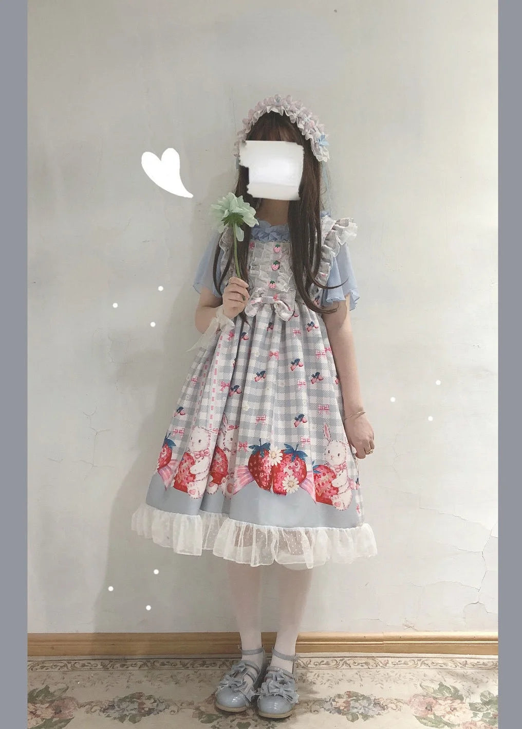 KOSAHIKI Japanese Lolita Dress Girls Strawberry Bunny Jsk Dresses Women Harajuku Sleeveless Cute 2025 Cosplay Vestido