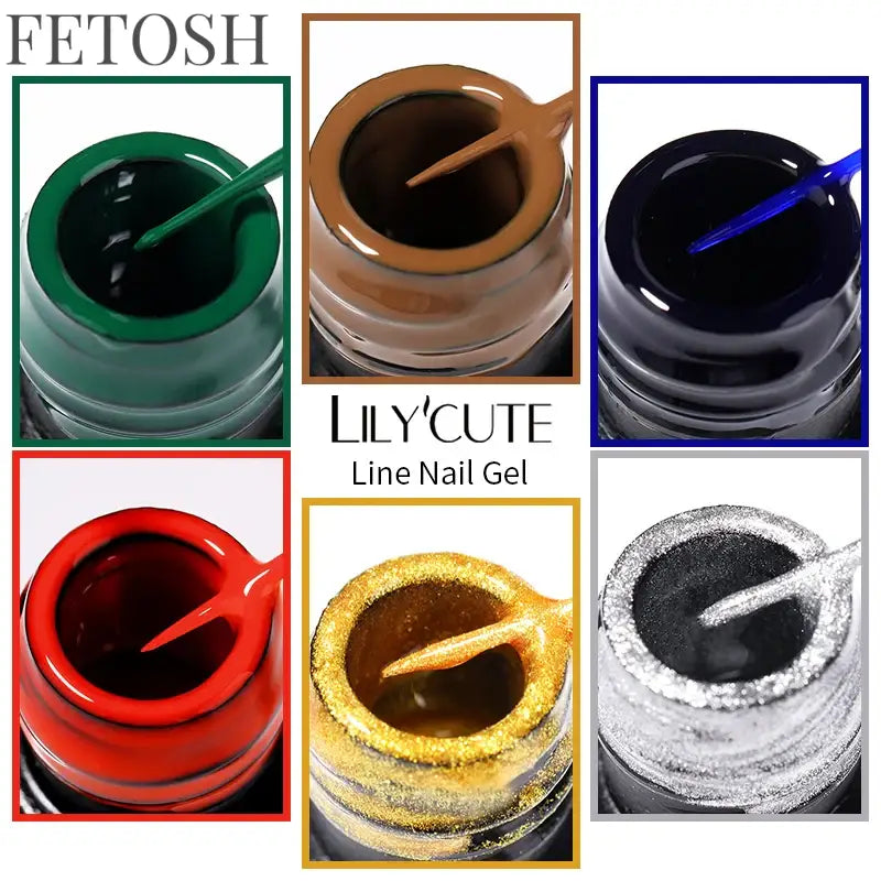 LILYCUTE 5ml White Black Liner Gel Nail Polish Colorful French Painting Stripe Semi Permanent Drawing Nail Art UV Gel Varnish