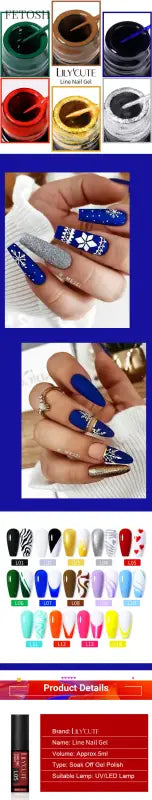 LILYCUTE 5ml White Black Liner Gel Nail Polish Colorful French Painting Stripe Semi Permanent Drawing Nail Art UV Gel Varnish