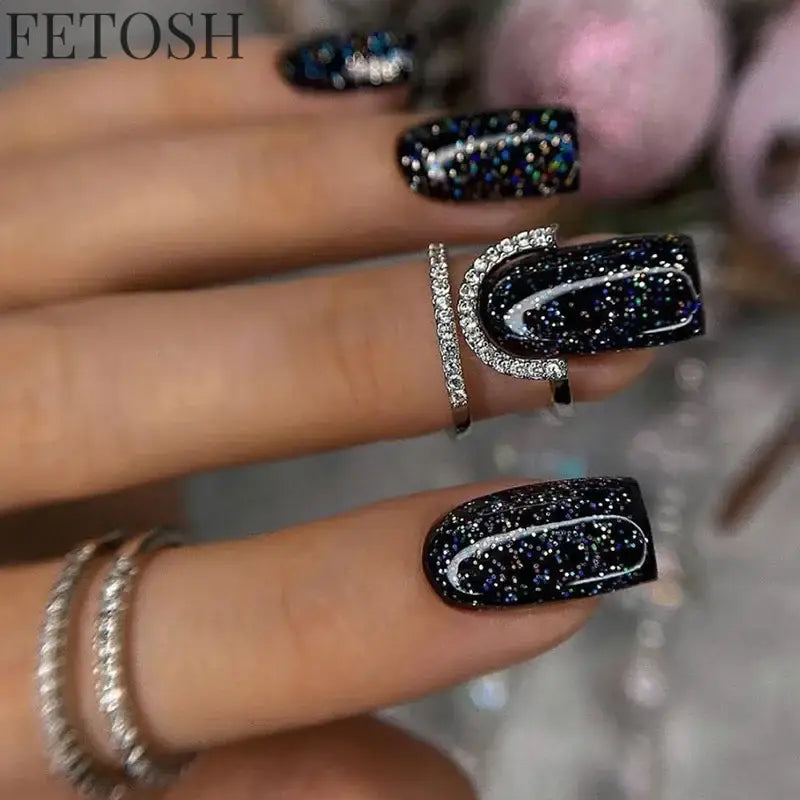 24Pcs Shiny Pearl Wearable False Nails Short Square Fake Nail Simple Summer Press on Nails Detachable Full Cover Nail Tips