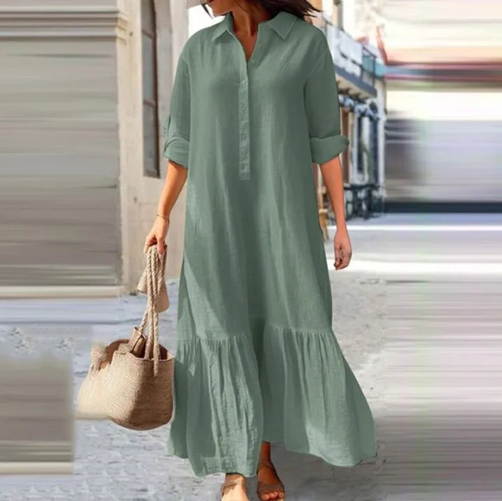 Casual Long Sleeve Woman Dress Office Lady Spring Summer Fashion Elegant Solid Shirt Dress Dresses For Women 2024 Female Robe