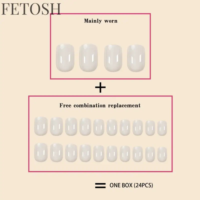 24Pcs/Set Women Girls Short French Milky Gray Trendy Versatile Full Coverage Wearable Fake Nail Press on Nail Art