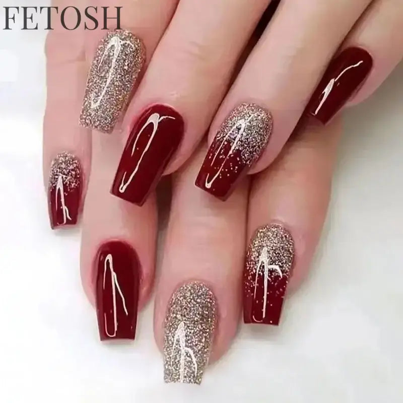 24Pcs Shiny Pearl Wearable False Nails Short Square Fake Nail Simple Summer Press on Nails Detachable Full Cover Nail Tips