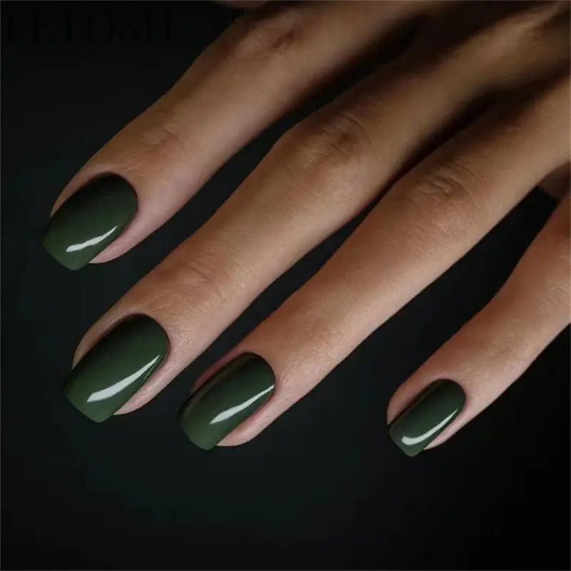 24Ps/Lot Artificial Acrylic Short Fake Nails Solid Color Simple Korean Full Press on Nail Tips Removable Wearing False Nails Art