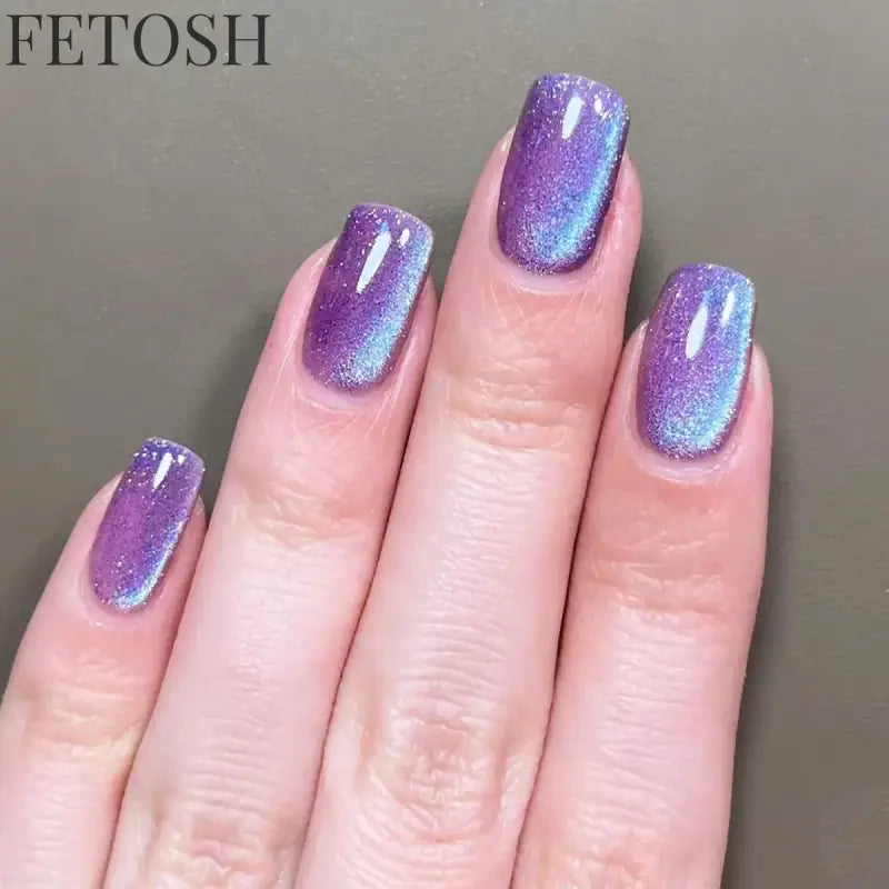 24pcs/30pcs short square ballet fake nails for women cat eyes glitter green blue purple pink shinny nail tips press on nail art