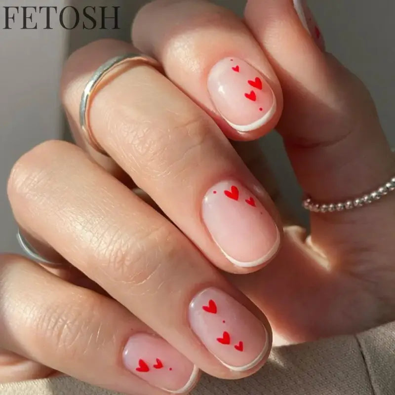 24Pcs Spring Colorful French Fake Nail with Designs Short Square Head Press on False Nails Wearable Simple Jelly Sticks on Nails