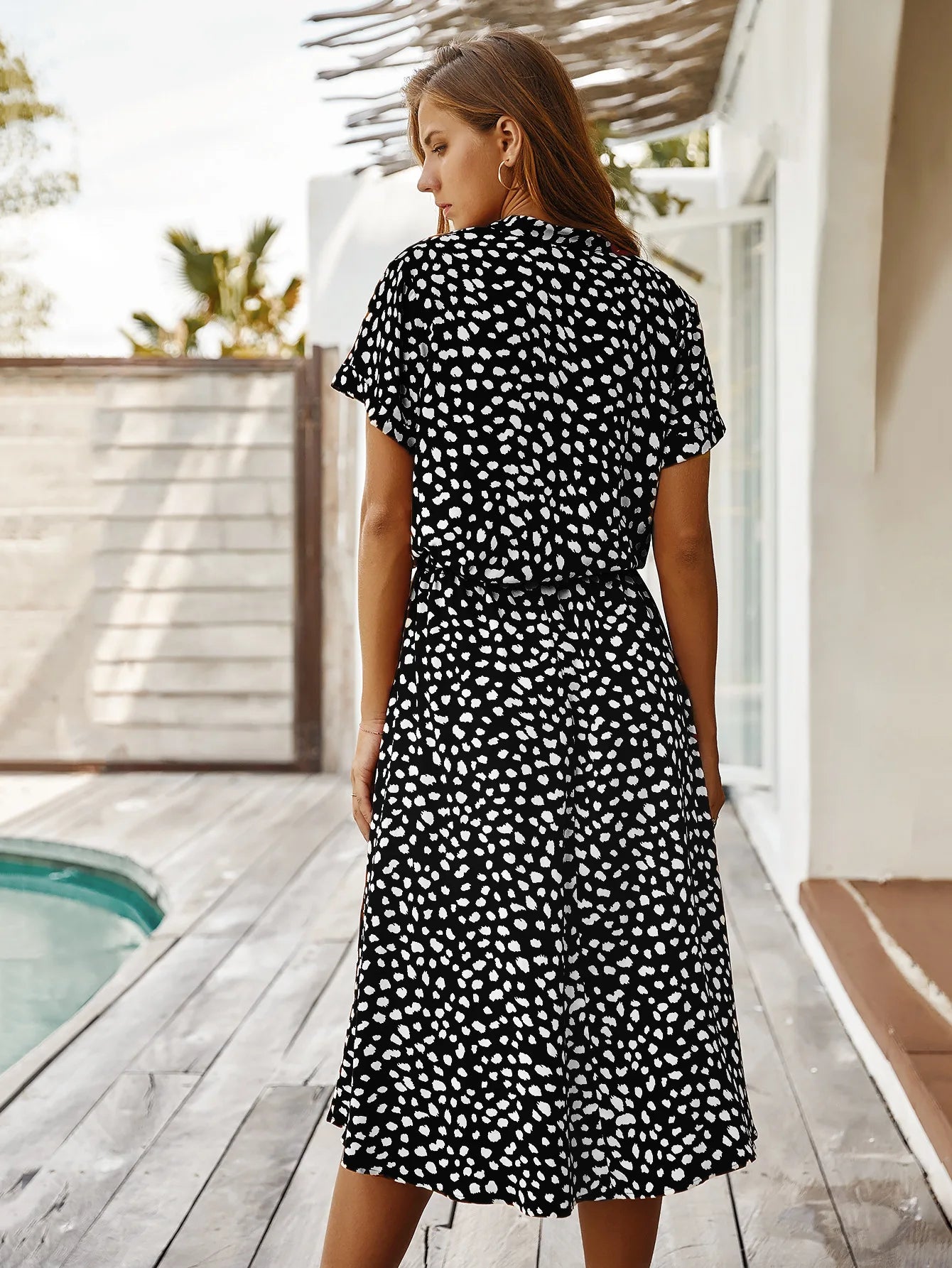 Vintage Floral Print Dress Women Boho Short Sleeve Long Dress Turn Down Collar Casual Waistband Shirt Dresses Robe 2021 Summer