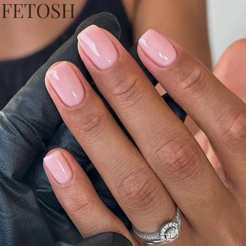 Glossy Solid Color Nail Art Short Square Colored Detachable Fake Nails Wearable Finished False Nails Press on Nails with Glue