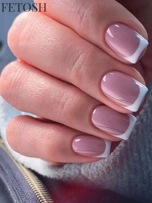 24 Square Short Fake Nails +1 Nail File +1 Piece of Jelly Glue