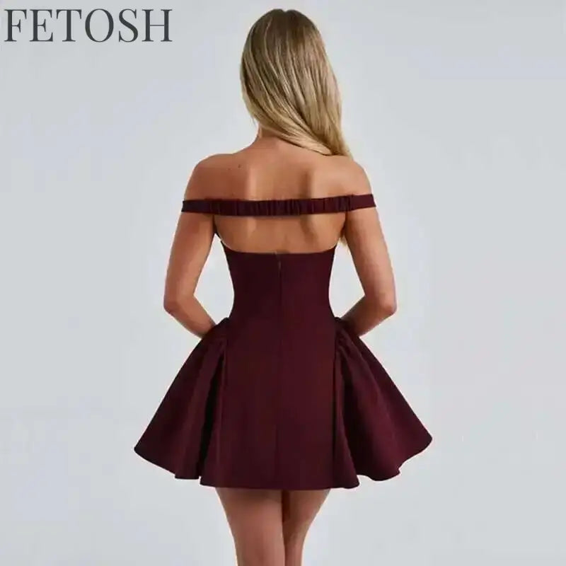 Avrilyaan Deep V Off Shoulder Backless Sexy A-line Dress Women Elegant Party Dress Slash Neck Bodycon Mini Summer Dress Vestidos