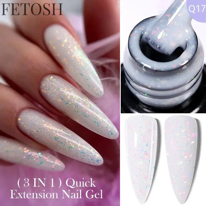 "15ML Quick Extension Gel Nail Polish, Nude White"