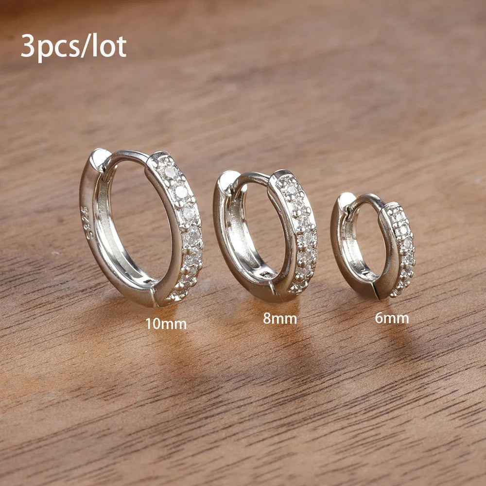 3 Piece Fashion Stainless Steel Round Star Drop Earrings Set for Women 18K Gold Plated Dangle Earring Punk Unisex Rock Jewelry