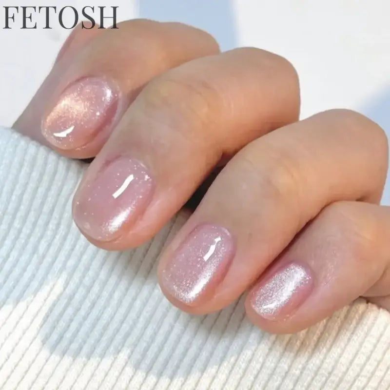 24pcs Crystal Cat Eye False Nails with Glue Short Square Press on Nails Shiny Red Jewel Nail Solid Color Fake Nails Minimalis