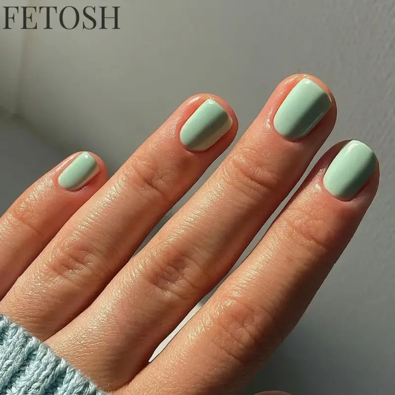 Glossy Solid Color Nail Art Short Square Colored Detachable Fake Nails Wearable Finished False Nails Press on Nails with Glue