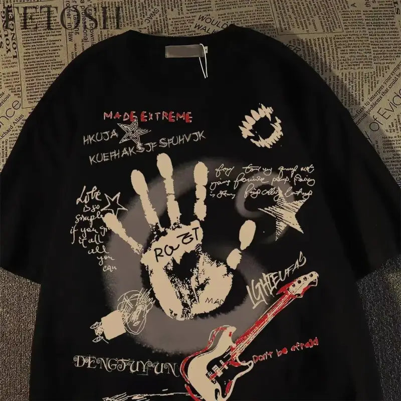American Vintage Round Neck Short Sleeved T-shirt Men/Women Korean Inst Summer New Top
