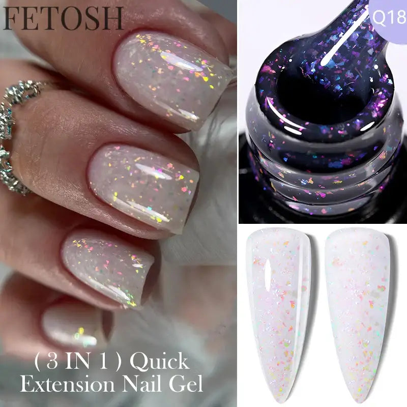 "15ML Quick Extension Gel Nail Polish, Nude White"