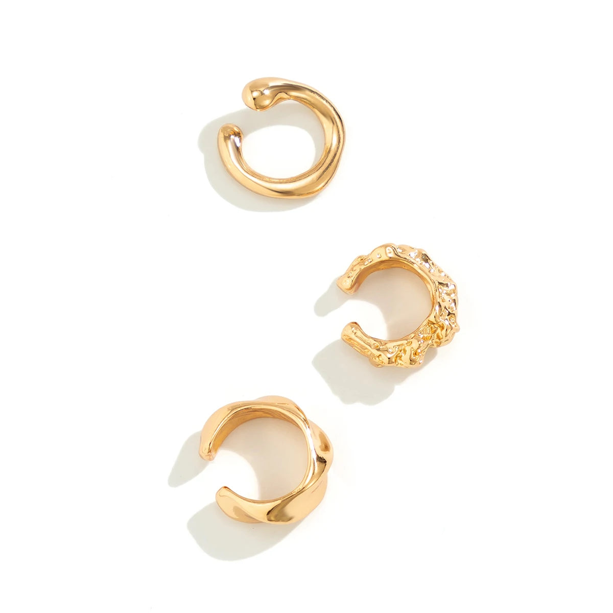 3Pcs/set Metal Chunky No Piercing Clip Earrings Geometric Ear Cuff Earrings for Women Ladies Party Girls Y2K Jewelry 2024 Trendy