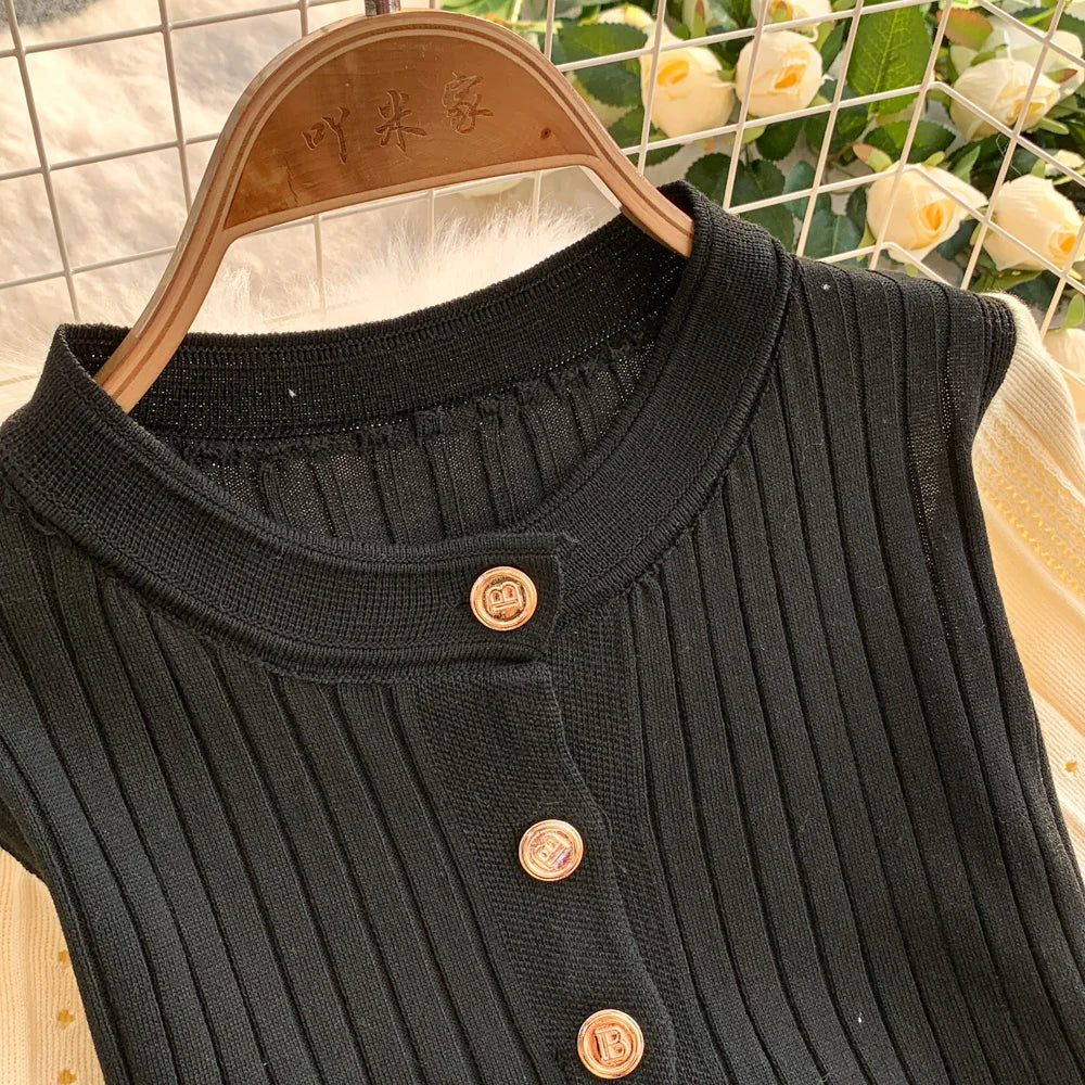 YuooMuoo Women Dress 2025 Spring and Summer Elegant Patchwork One-Piece Knitted Maxi Dress Office Lady Slim Waist Sweater Dress