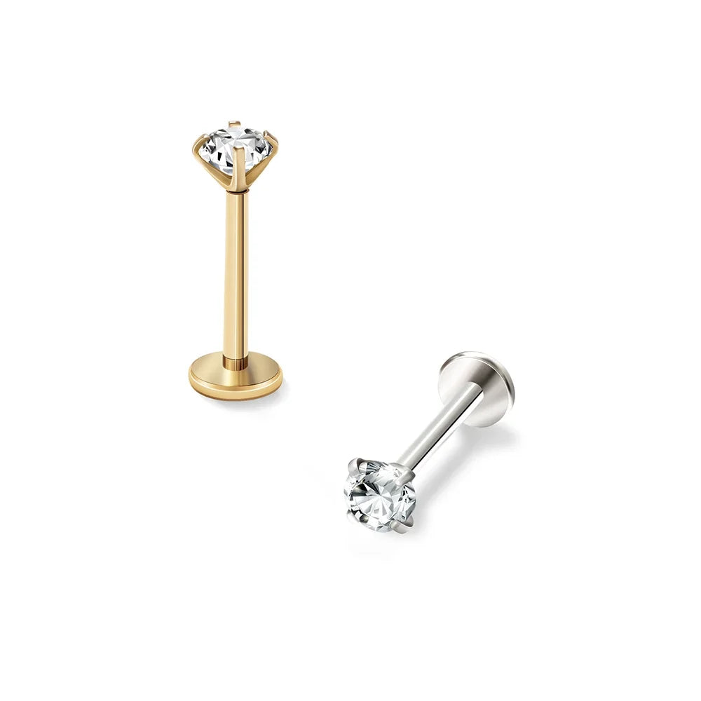 2/8PCS Stainless Steel Eearring Nose Stud Cartilage Piercing Jewelry Helix Tragus Lip Gold Color Tiny Earrings for Women 18G