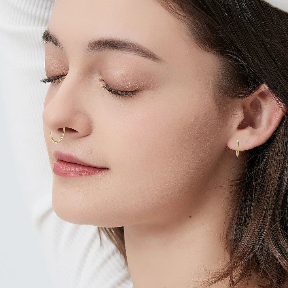 Mariasz Minimalist 316L Stainless Steel Classic Nose Ring for Men Women Hoop Earrings Septum Helix Ear Piercing Jewelry 18G