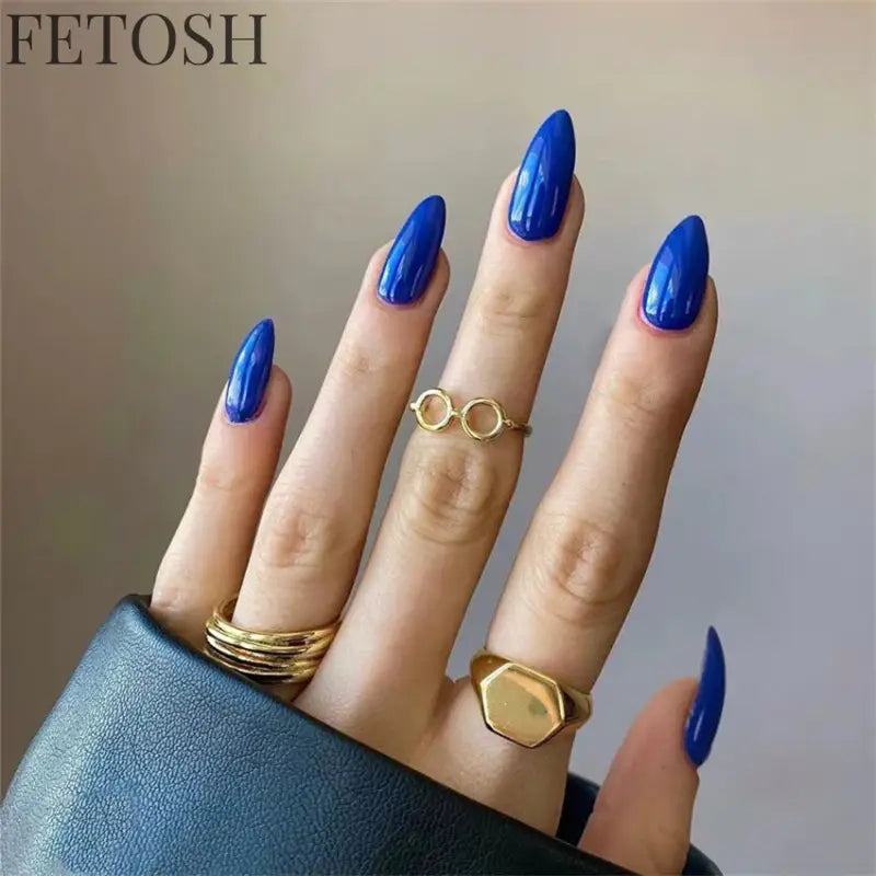 24Ps/Lot Artificial Acrylic Short Fake Nails Solid Color Simple Korean Full Press on Nail Tips Removable Wearing False Nails Art