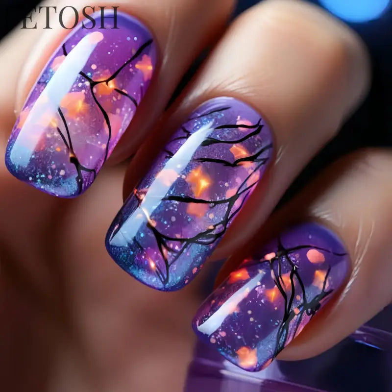 24Pcs Blue False Nails Gradient with French Design Wearable Fake Nails Gradient Short Coffin Full Cover Press on Nail Tips Art