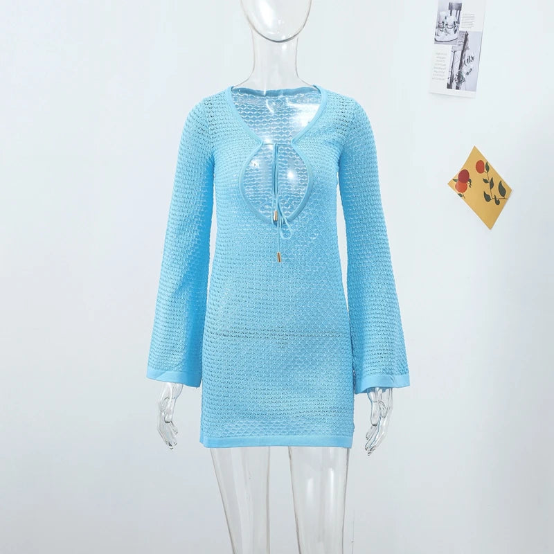 Casual Hollow Out Embroidery Pleated Long Dress Women V-neck Lantern Sleeve Single Breasted Dresses 2025 Summer Lady Chic Robes