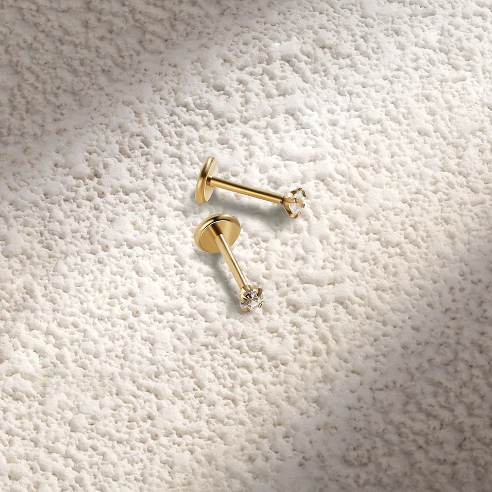 2/8PCS Stainless Steel Eearring Nose Stud Cartilage Piercing Jewelry Helix Tragus Lip Gold Color Tiny Earrings for Women 18G