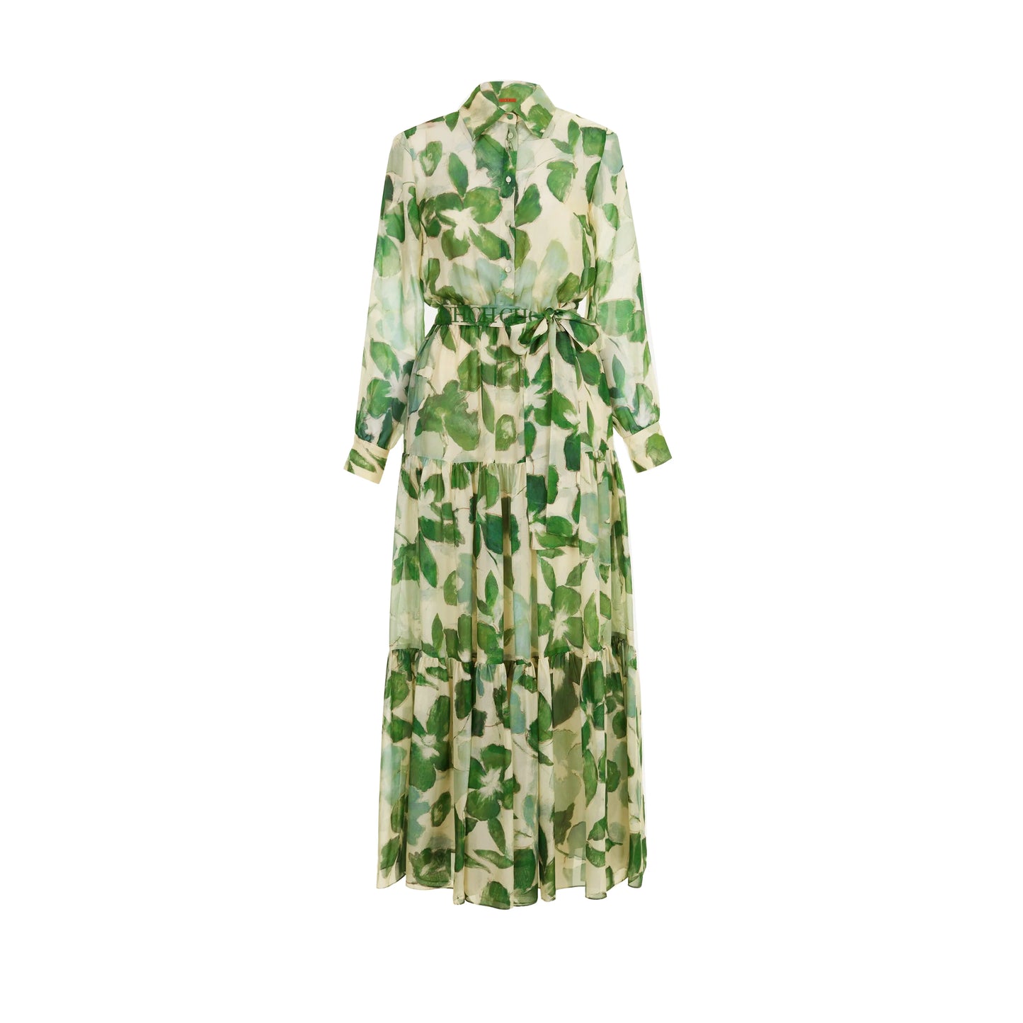 CHCH 2025 Dresses Women's New Belted Chiffon Print V-neck Chic Slim Long Dress Fashion Elegant Holiday Street Women's Dress