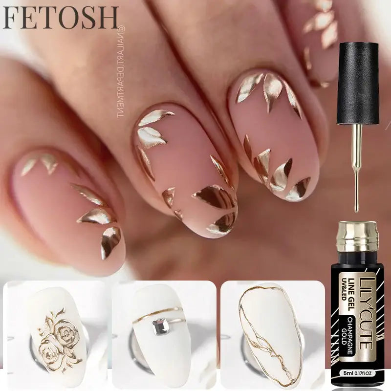 LILYCUTE 5ml White Black Liner Gel Nail Polish Colorful French Painting Stripe Semi Permanent Drawing Nail Art UV Gel Varnish