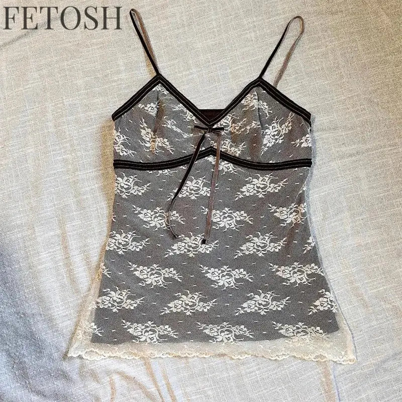 Harajuku Retro Gothic Y2K Emo Girls Camisole Top Sexy Slim Chic Fashion Aesthetic Women's Crop Tops Punk Hip Hop Rock Streetwear