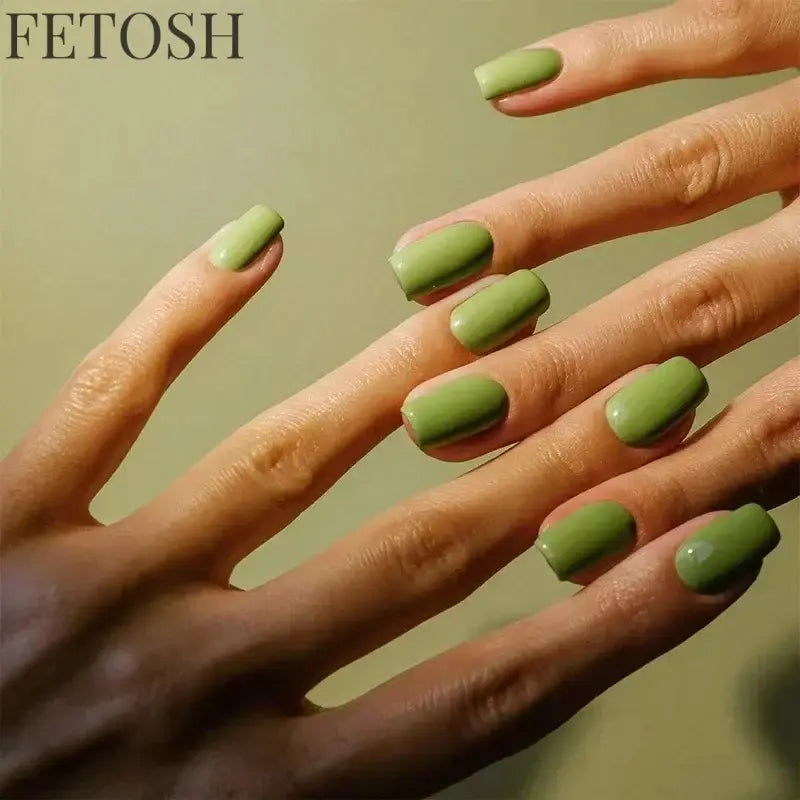 24 Pcs/Set Solid Color Short Fake Nails Art Finished Wearable False Nails for Girls Women Removable Simple White Press on Nail