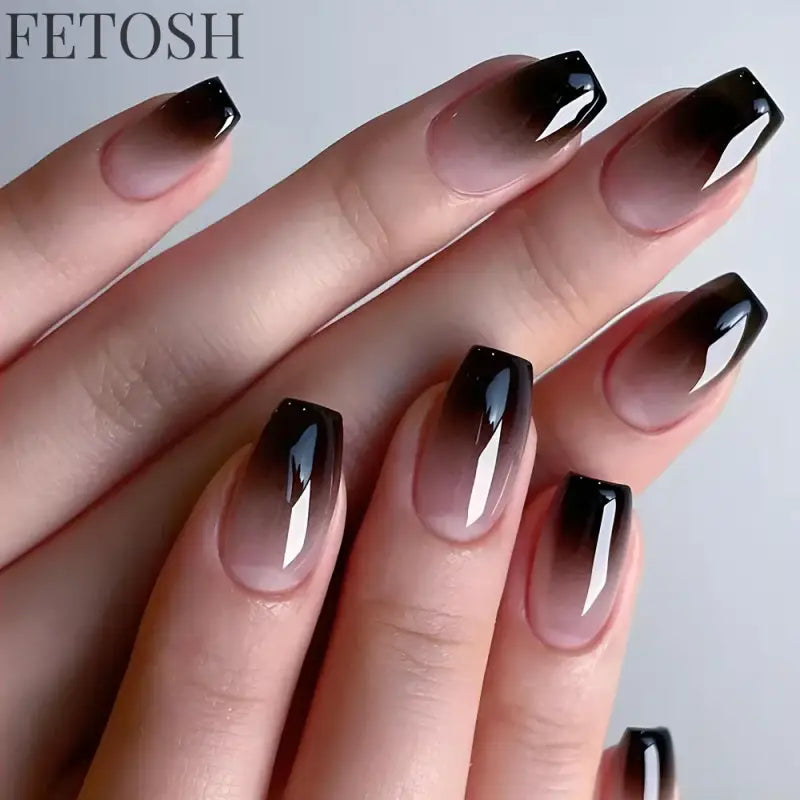 24Pcs Gradient White Fake Nail Short Square Ballet Simple False Nails Press on Wearable Nude Nails Art Full Cover Manicure Tips