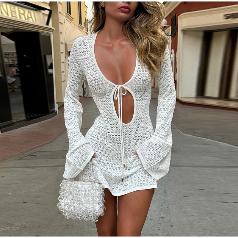 Casual Hollow Out Embroidery Pleated Long Dress Women V-neck Lantern Sleeve Single Breasted Dresses 2025 Summer Lady Chic Robes