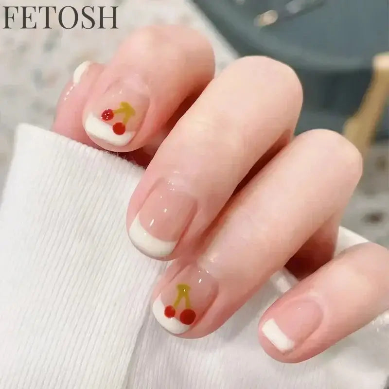 24pcs Short Cute False Nails Polka Dot Star Design Fake Nails Full Coverage Waterproof Removable Artificial Press on Nails
