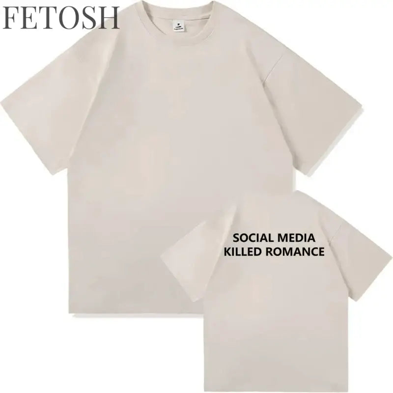 2025 Social Media Killed Romance Summer T Shirt Men Women Aesthetic Valentine's Print T-Shirt Couple Cotton Tee Tops Clothing