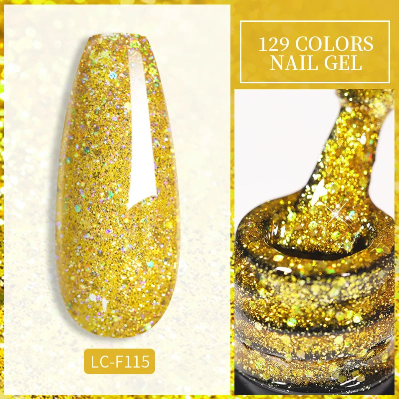LILYCUTE Glitter Sequins UV Gel Nail Polish Shiny Spring Summer Color Semi Permanant Soak Off All For Manicure Nail Art Varnish