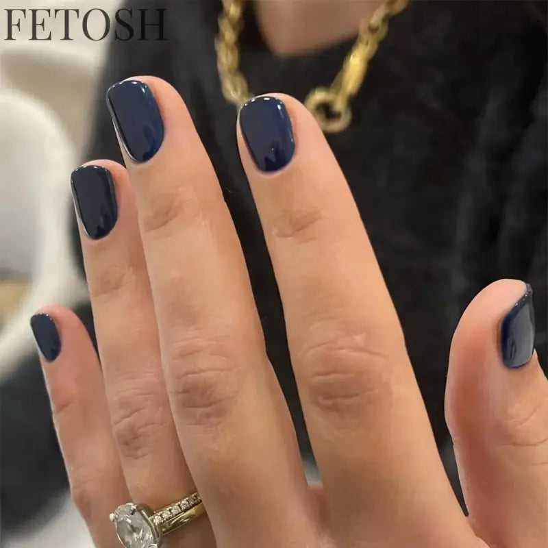 24Pcs/Set Korean Paste Fake Nails Art Classic Solid Color Acrylic Wearing False Nails Short Removable Press-on Nails Tips