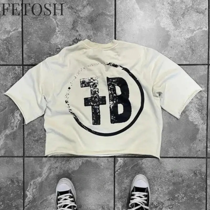 Streetwear Retro Clothing Mens Womens Harajuku Goth Cross Graphic Letter Print T Shirt Casual Cotton Seven Quarter Sleeves Tops