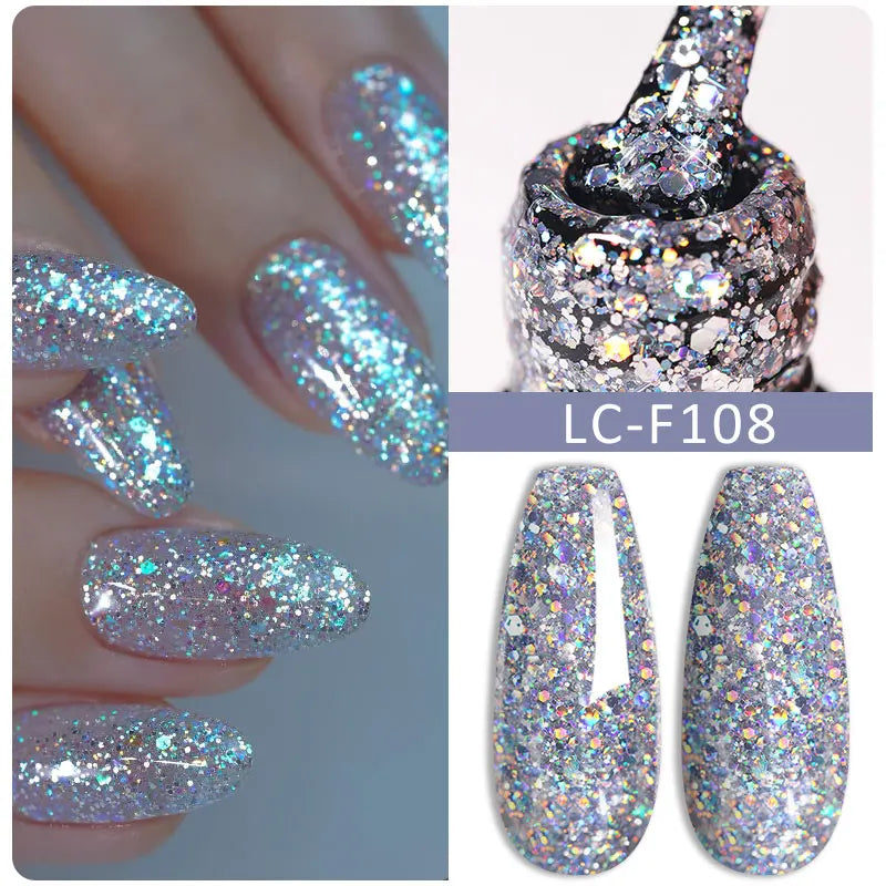LILYCUTE Glitter Sequins UV Gel Nail Polish Shiny Spring Summer Color Semi Permanant Soak Off All For Manicure Nail Art Varnish