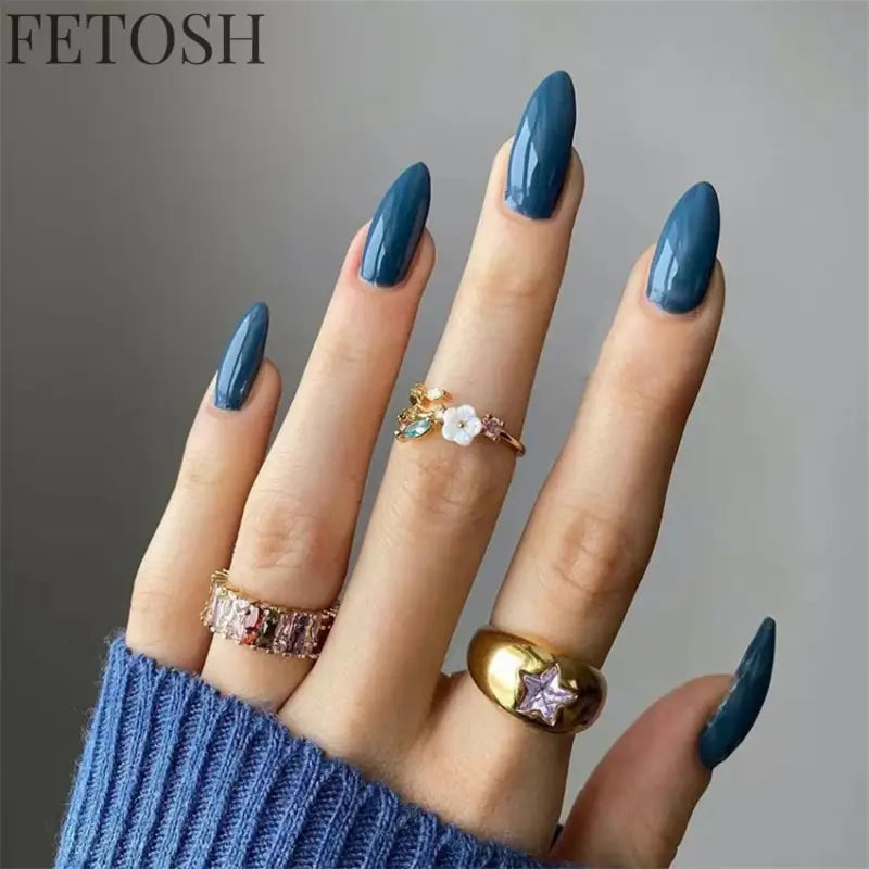 24 Pcs/Set Solid Color Short Fake Nails Art Finished Wearable False Nails for Girls Women Removable Simple White Press on Nail