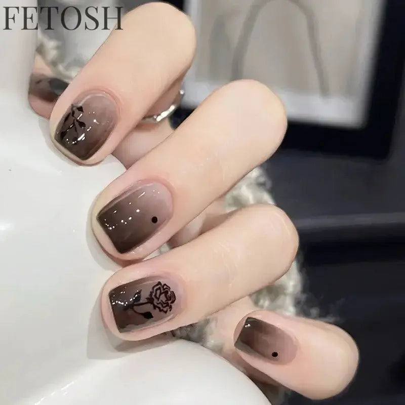 24pcs Crystal Cat Eye False Nails with Glue Short Square Press on Nails Shiny Red Jewel Nail Solid Color Fake Nails Minimalis