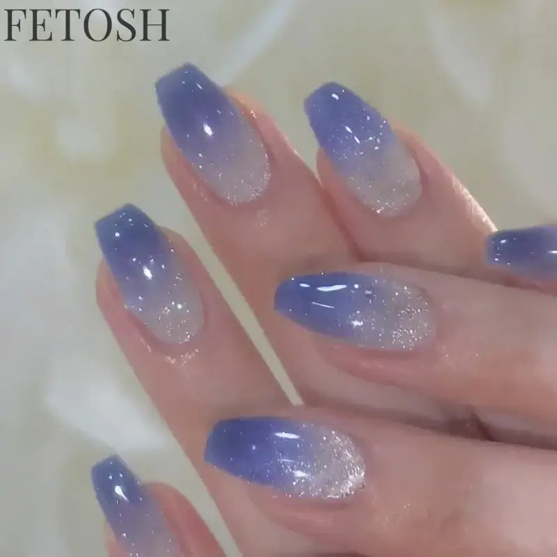24Pcs Gradient Purple Nail Art Tips Simple Short Square Head False Nails Detachable Fashion Press on Nails Full Cover Fake Nails