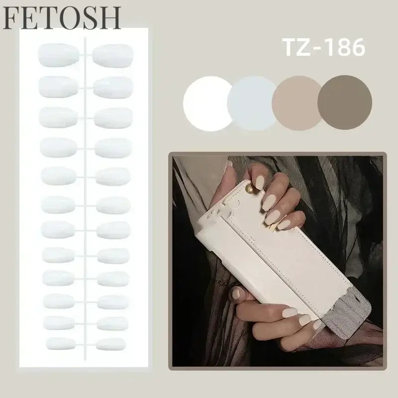 24Pcs 3D Long Ballet False Nails White Coffin Wave with French Design Wearable Fake Nails Gold Line Full Cover Press on Nails