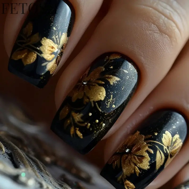 24Pcs Sweet Countryside Flowers False Nails Coffin with Jelly Glue Simple Flower Butterfly French Short Removable Wearable Nails