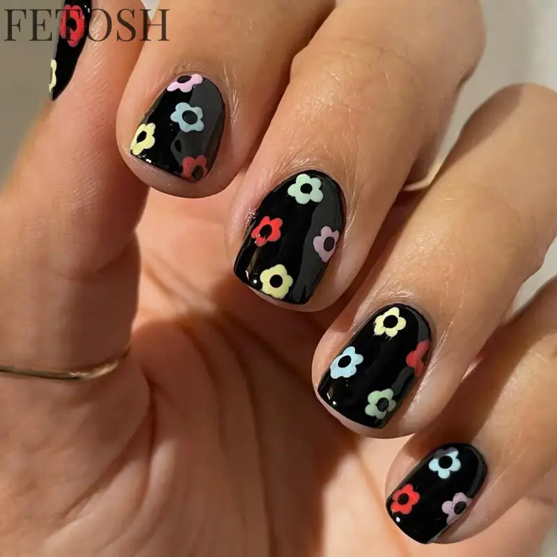 24Pcs Glossy Artificial Press On Fake Nail Red Green Mid Long Square False Nails For Design DIY Full Cover Tips Manicure Tool