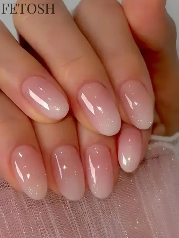 ARTAUG 24pcs Glossy Pink Press On Nails Medium Square Fake Nail Elegantstyle False Nail Full Cover Fake Nail For Stylish Women