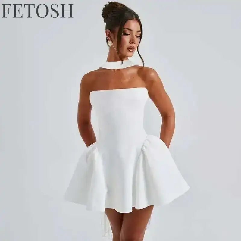 Avrilyaan Deep V Off Shoulder Backless Sexy A-line Dress Women Elegant Party Dress Slash Neck Bodycon Mini Summer Dress Vestidos