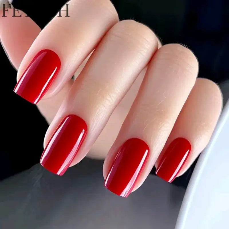 Artificial Press On Fake Nails Glossy Wine Red False Nail Long Square Reusable DIY Lady Fingernail Tip Manicure Tools